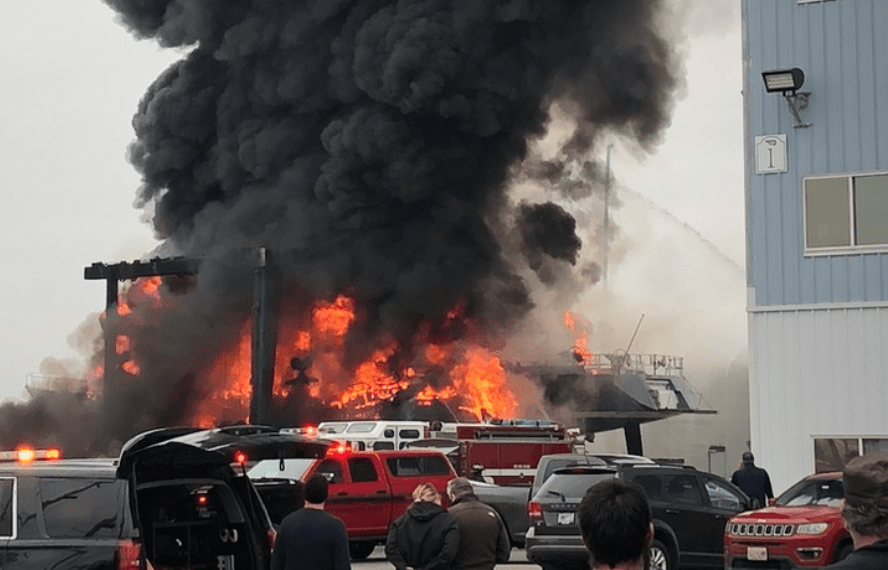 Portsmouth RI Boat Fire